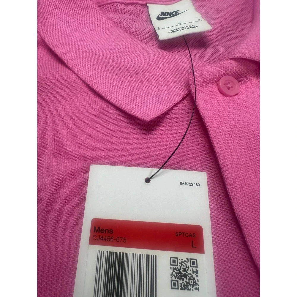 Nike Mens Polo Shirt Pink Cotton Blend Casual Everyday Top Large New‎ Preppy LG